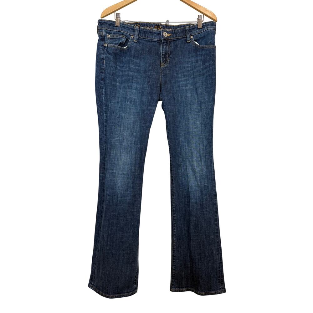 Gap 1969 Blue Medium Wash Premium Flare Bootcut Denim Jean Mid Rise 14 32L Y2K